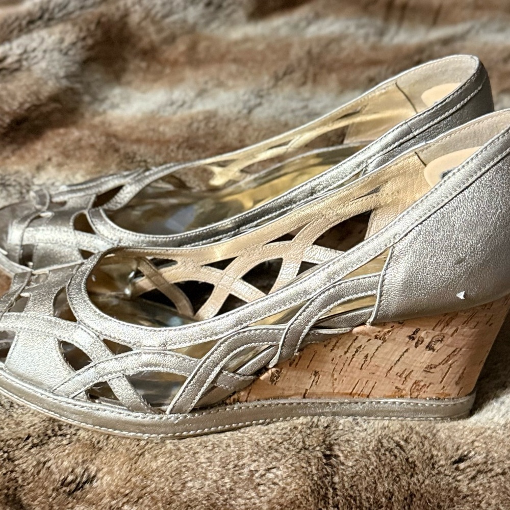 Stuart Weitzman Gold Wedge Sandals